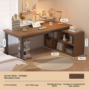 ZHUOHE | Corner Desk With Bookshelf For Home And Office