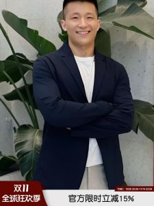 Shenpin Mens Summer Fashion Urban Style Breathable Ice Silk Sunscreen Full Glue Light Luxury Suit UPF50+ Cool Feeling