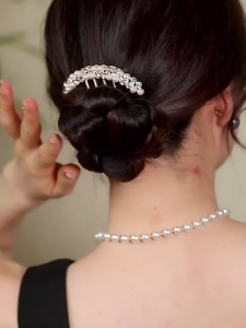 หวีเพชรแบบเกาหลีตกแต่งผมด้วยโลหะผสมรุ่นเกาหลีอุปกรณ์เสริมผมหวีหลังศีรษะห้าซี่หวีเข้าชุดกับผมมัดรวบปิ่นปักผมเครื่องประดับศีรษะ