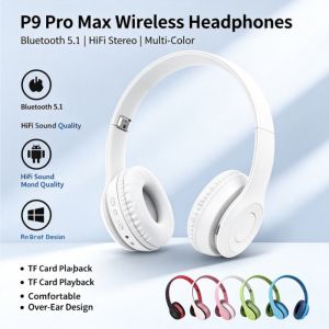 P47 Bluetooth 5.0 Wireless Headphone Foldable HIFI Stereo Bass Earphone Kid Helmet Gift With Mic USB Adaptor For iPhone Game