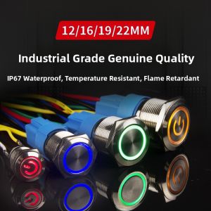 Metal Button Switch round Waterproof Power Self-Locking Key Switch with Light round Shape Reversible Action for Electronic Market