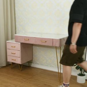 MENGJIU Multi-Functional Dressing Table Stool Bedroom Vanity Set Makeup Drawer Lock Desk