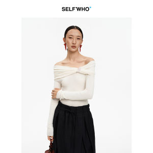 Machine Washable Merino Wool Blend Off-Shoulder Sweater
