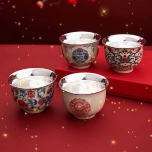 SHUNQINYINLOU | Bộ Trà Bạc Cổ Xanh và Trắng