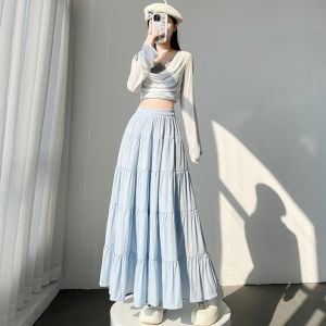 Váy Chữ a Cạp Cao Phong Cách Hàn Quốc Mùa Xuân 2025 Cho Nữ Váy Midi Dài Màu Trơn Dáng Ôm Vừa Vặn Váy Công Sở