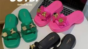 Ann.Fashion รองเท้าแตะแบบสวมเก็บหน้า ทำให้ดูเรียวสวย รองเท้าแตะแบบสวม S แต้งโบว์ สีสดใส #sy119