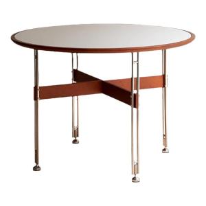 Retro Style round Dining Table with Rock Board And Stainless Steel Legs for Living Room Small Apartment Size Art Style Furniture