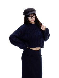withmin | Bộ Áo Knit Dễ Thương Mùa Thu & Chân Váy Bút Chì Thấp