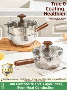 CHUANGSHUNFU | Uncoated 304 Stainless Steel Small Pot