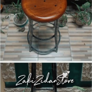 Kwalitas No 1 Jual Harga Promo Kursi Cafe / Kursi Bakso / Kursi Bar Dingklik Kayu Bangku Besi Pendek / Sedang / Panjang  Pipa besi Kuat COD