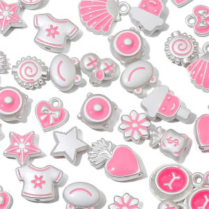 2 cái dễ thương hạt màu hồng Charms Hợp Kim Kẽm Hoa Trái Tim Mặt dây chuyền bướm hạt đệm rời cho hoa tai vòng cổ vòng tay DIY làm đồ trang sức