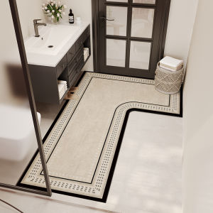 Bathroom L-Shaped Corner Mat Quick Dry Absorbent Slip Resistant Toilet Floor Carpet Modern Simple Style Home Use Mat Pad