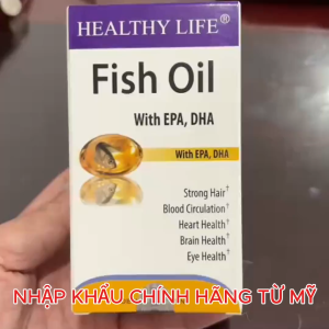 Viên uống Dầu Cá Fish oil Healthy Life Omega 3 giúp hỗ trợ não mắt và tim mạch. Lọ 100 viên