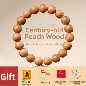 FUJINJIA | Natural Old Wild Peach Wood Beads Prayer Wrist Mala 108 Pieces
