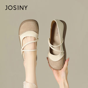 Josiny | Color-blocked Flat Round Toe Womens Shoes Match with Skirts