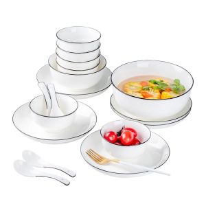 Bộ Đĩa Bát Gốm Sứ Tráng Men Dưới Màu Sắc Bộ Đồ Ăn Gia Đình Bộ Đĩa Bát Sứ Chuyển Nhà Bộ Đồ Ăn Gia Đình Phong Cách Bắc Âu