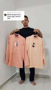 (Satin Matte) Orange Peach Baju Melayu Modern Slim Fit / XS-2XL