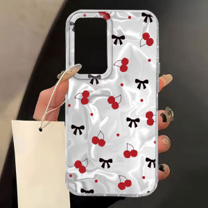 INS Girls Luxury Print Women For Samsung Galaxy S26 S25 S24 S23 S22 S21 Plus S20 FE Ultra Cute Cherry Shell Anti Drop Phone Case
