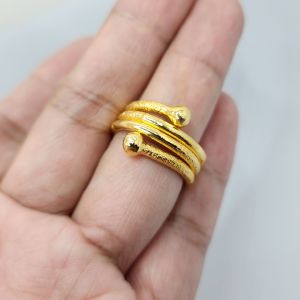 Cincin Lidi Spiral Ukir Pasir Lapis Emas 24k