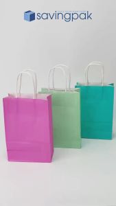 STG6H - 20x14x7 cm - Combo 25 túi giấy có quai giá siêu rẻ màu hồng