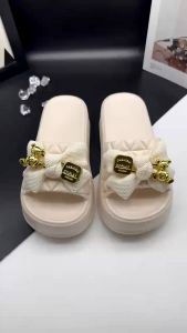 Dép Nữ Quai Ngang Hình Nơ Gấu Đế Cao 5cm EVA Siêu Nhẹ iDÉP Dl368 Dép Bánh Mì Đế Dày Thời Trang