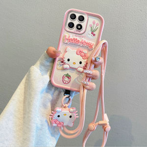 Honor X9B 5G X6B X6A X8B X7B Silicone Protective Case Female Style Mobile Phone Cover with Airbag Anti-fall Lanyard for Couples Cute New Model