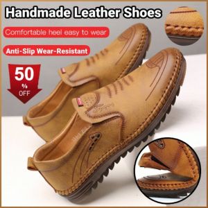 Handmade Loafer Casual Leather Shoes for Men Cow Leather Doug Boat Driving Shoes Slip On Mens Loafe 男士休闲皮鞋
