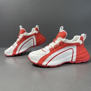 2024 Men First Layer Cowhide Casual Shoes Mesh Surface Breathable Shoes Thick Sole Niche Style Leather Bag Bottom Dad Shoes Fashionable Sports Shoes