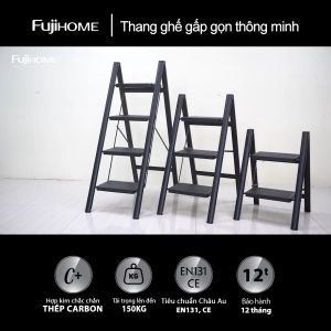 Thang ghế gấp gọn nhập khẩu FUJIHOME SL104B chất liệu thép carbon cứng cáp 2-3-4 bậc tiện lợi