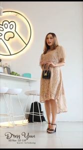 Dress Brukat Yuvi / MINI Dress Natal / Dress Pendek Selutut Model Terbaru Brukat Berpayet Mutiara