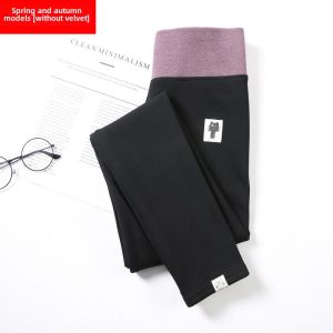 Black Fleece Lined Thickened High Waist Womens Leggings Pure Cotton Warm Trousers for Autumn Winter Wear Underwear Pants
