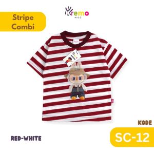 Kaos Baju Anak Perempuan Laki-Laki Usia 1-6 Tahun Stripe Combi Labubu