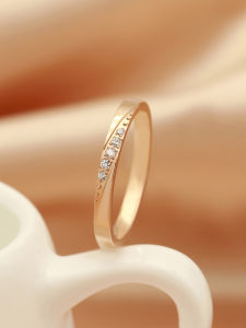 Light Luxury Japanese Womens Ins Titanium Steel Mosaic Gold Diamond Ring