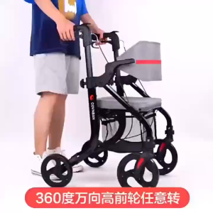 Elderly Walker with Seat Wheels - Mobility Aid Walking Frame for Seniors Lightweight Wheelchair