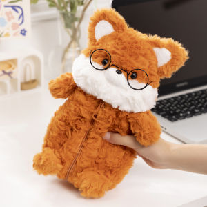 Xiaohongshu Same Style Stuffed Fox Storage Ins Japanese Style Doll Stationery Box Cute Furry Student Pencil Bag
