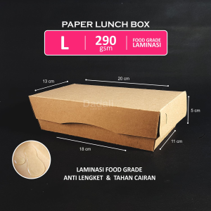 Paper Lunch Box Size L Isi 100/50/25 Kotak Makan Ukuran L Laminasi Tebal 290 gsm Paper Kraft Coklat Food Grade