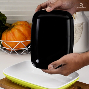 Piring Melamin Persegi Panjang Piring Saji Tebal Warna Warni BPA Free Tahan Panas Anti Pecah