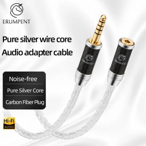 HiFi Headphone Adapter Hi-end Pure Silver Core 3.5mm /4.4mm Aux Cable 3.5mm Female Splitter Earphone Adapter Extension Cord