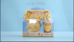 Upupupup จานเด็ก เยื่อไผ่ จานข้าวเด็ก ลายการ์ตูน อาหารเด็ก 5ชิ้น ชุด เป็นเครื่องมือที่ทำจากจานข้าวเด็ก เหมาะสำหรับเด็ก