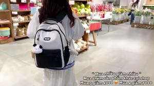 Cặp sách nữ vải trơn thời trang học sinh nhiều ngăn to rộng cao cấp dày dặn quai đeo đệm xốp bigzize phòng cách đơn giản Hàn Quốc