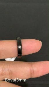 Cincin Titanium Oval Hitam Titik Permata Wanita Pria Anak Tunangan Duniagelang