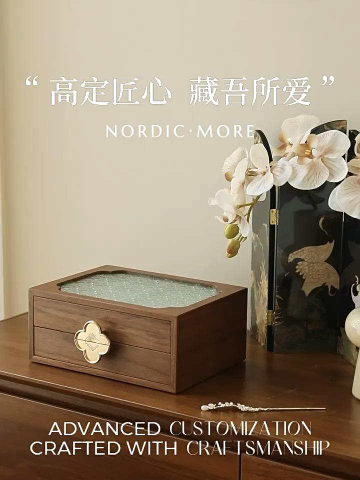 （IN STOCK）LORDWEY Wooden Jewelry Storage Box New Chinese Style Exquisite Jewelry Box Practical Wedding Mothers Day Gift Box