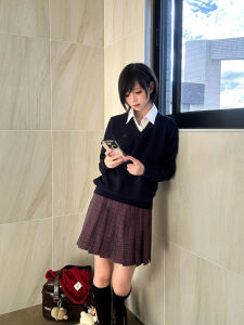 กระโปรงสั้นลายสก็อต JK เสื้อผ้าทำงานสไตล์ญี่ปุ่น กระโปรงทรงเอ กระโปรงสั้นฤดูใบไม้ร่วง/ฤดูหนาว สไตล์นักศึกษา