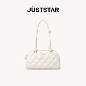 Just Star | Waffle Baguette Bowler Bag Single Shoulder Underarm Womens Handbag Gift Red Wedding Purse