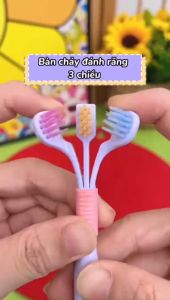 Bàn chải cho trẻ em và người lớn thiết kế 3 mặt lông mềm mại 360 độ để làm sạch toàn diện hiệu quả