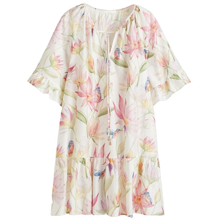 h&m a line dress Casual Dresses for Women - Summer Pleated A-Line Dress with Flying Sleeves