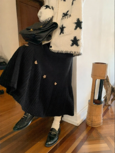 NIHAOKANONG | Chân Váy Knit Nếp Ly Cúc Gỗ Mùa Xuân Thu
