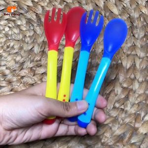 BABY U GROW - Sendok Garpu Anak | Alat Makan Bayi Dengan Indikator Suhu - Silikon