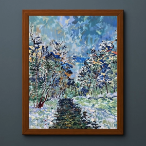 Tranh Nghệ thuật "Mùa Tuyết Tan" VIETSMART ART - Sơn dầu trên toan vải 45 x 60cm