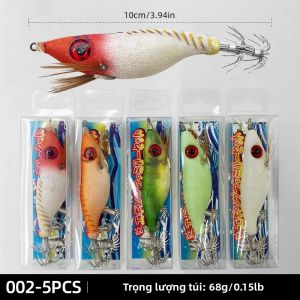 Mồi Câu Mực Giả Bằng Gỗ Phát Sáng ShareShark 5 Chiếc 10cm Hình Tôm Bụng Tròn Nằm Ngang Dùng Cho Câu Biển Sông Suối